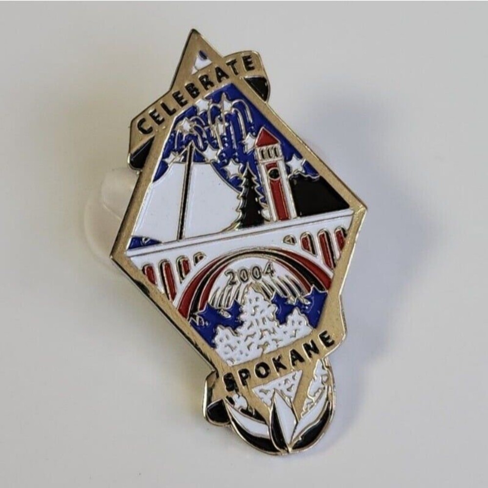Celebrate Spokane 2004 Travel Souvenir Lapel Pin Washington